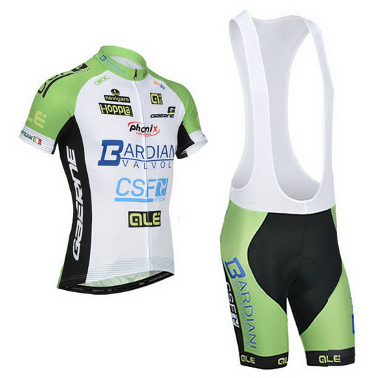 2014 Maillot Bardiani Tirantes Mangas Cortas Blanco Y verde